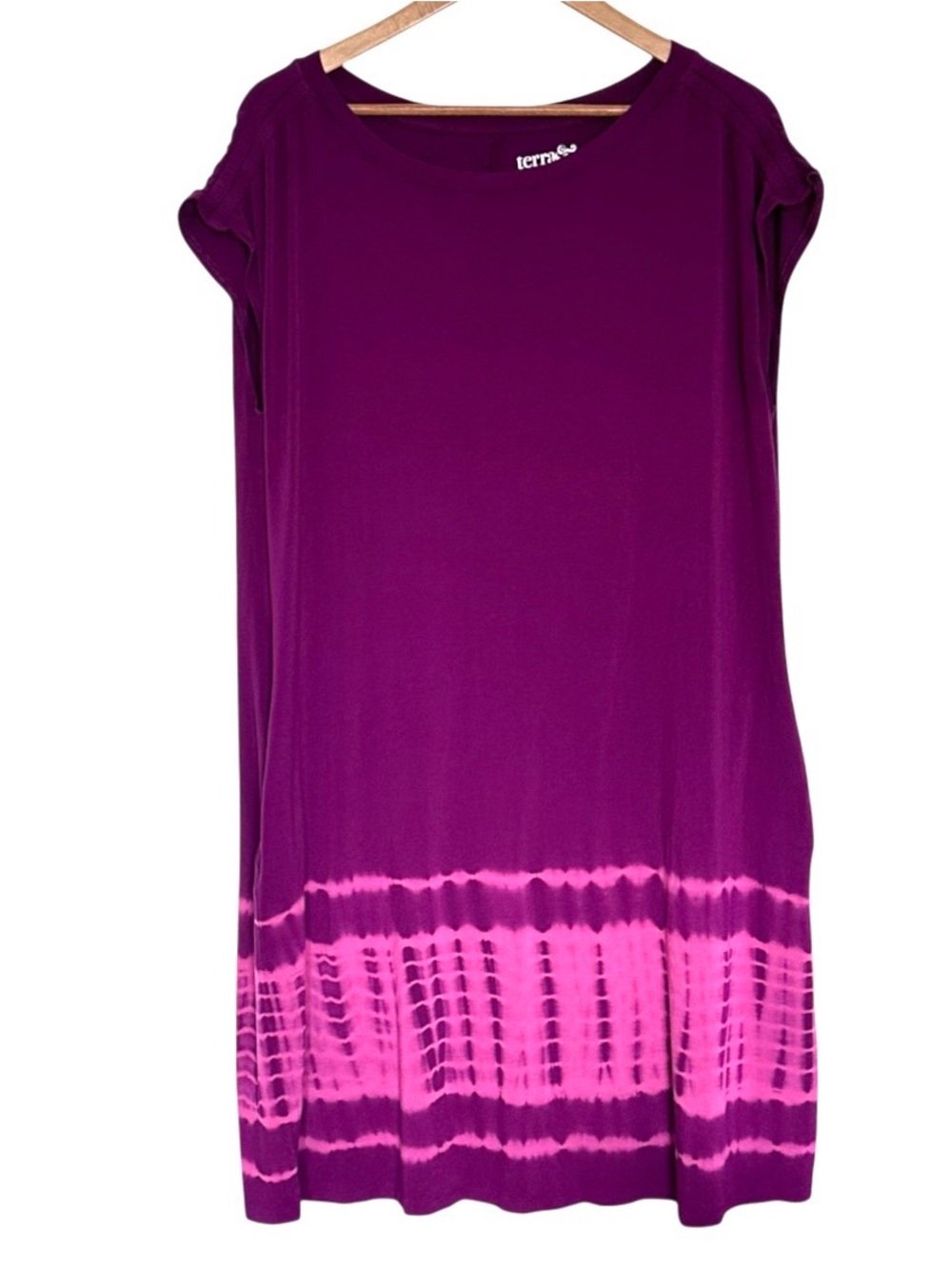 Terra & Sky Dress Women’s 0X Shirred Tie Dye Lightweight Pullover Pockets